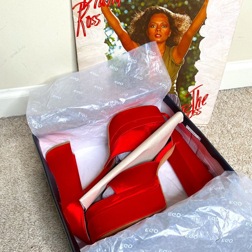 Red Disco Platform Heels